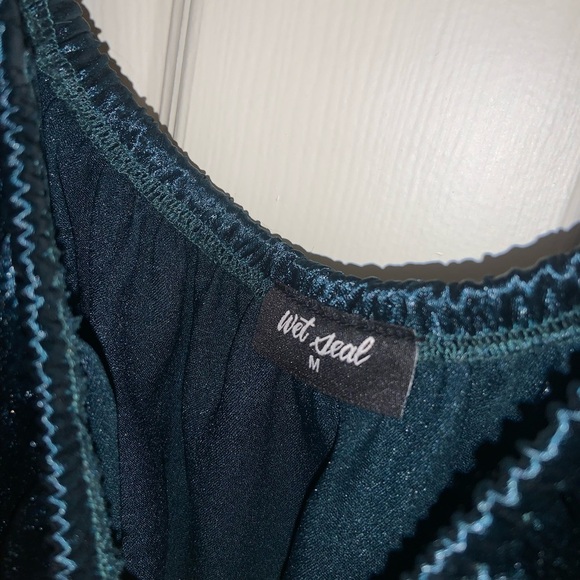 Wet seal boho 2 piece satin teal set bell sleeve summer festival spring party - Picture 3 of 5